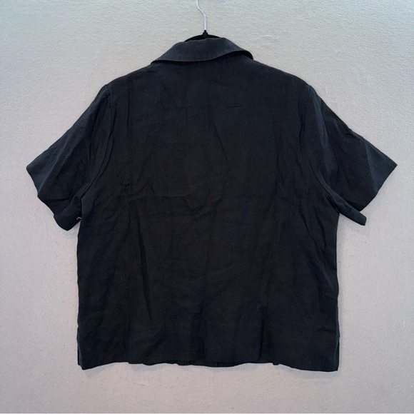 Quince -NWT women’s 100% linen short sleeve button down shirt black blouse top S - Picture 8 of 8